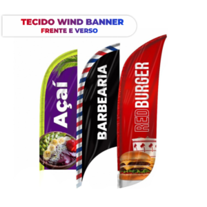 ecido Wind Banner em material Tectel para banners de alta resistência, disponível em quatro tamanhos.