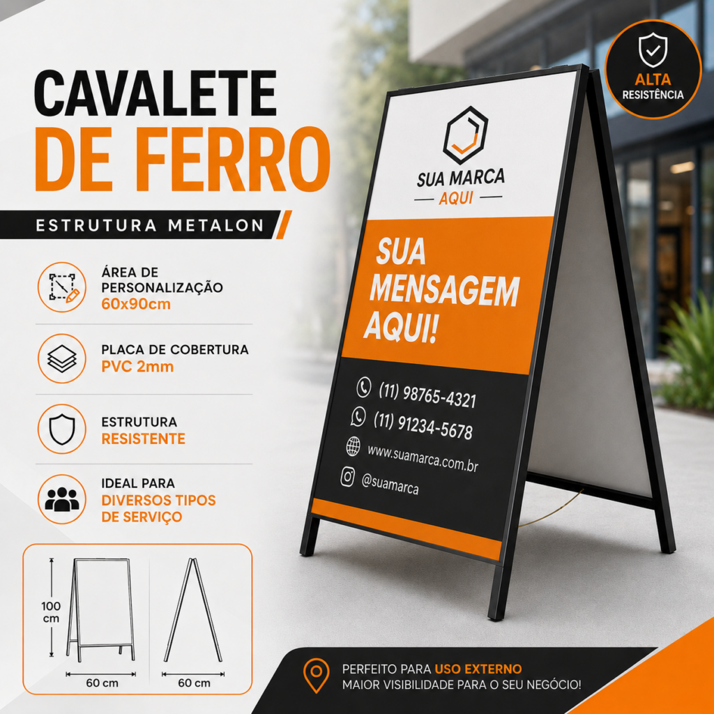 Cavalete de Ferro com Placa PVC2mm