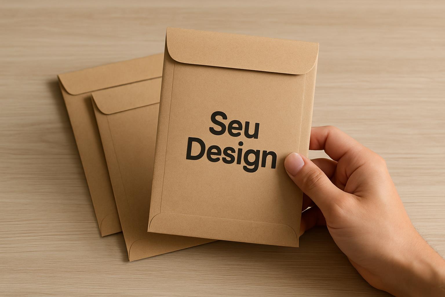 Envelopes personalizados de papel kraft com design profissional e branding