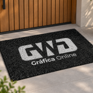 Capacho Personalizado em Fibra de Vinil Preto 6mm com Impressão UV Branca